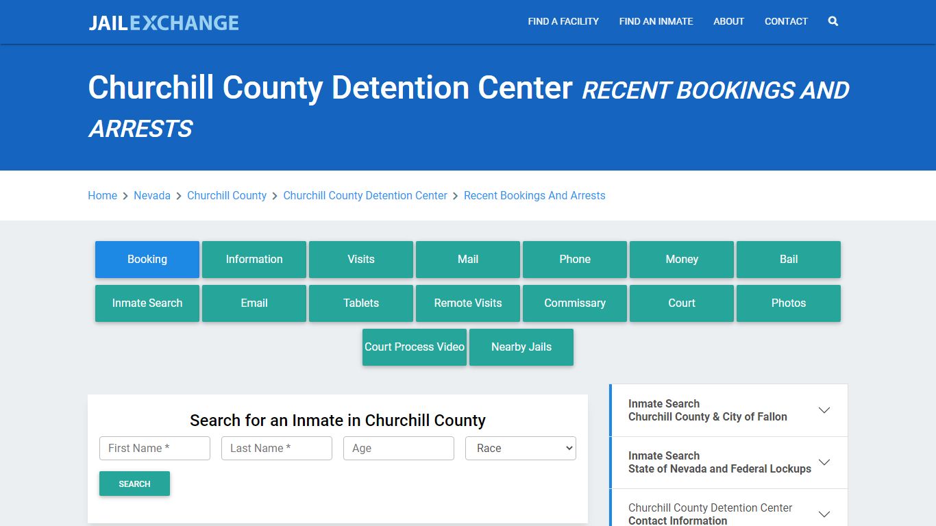 Churchill County Detention Center Recent Bookings And Arrests