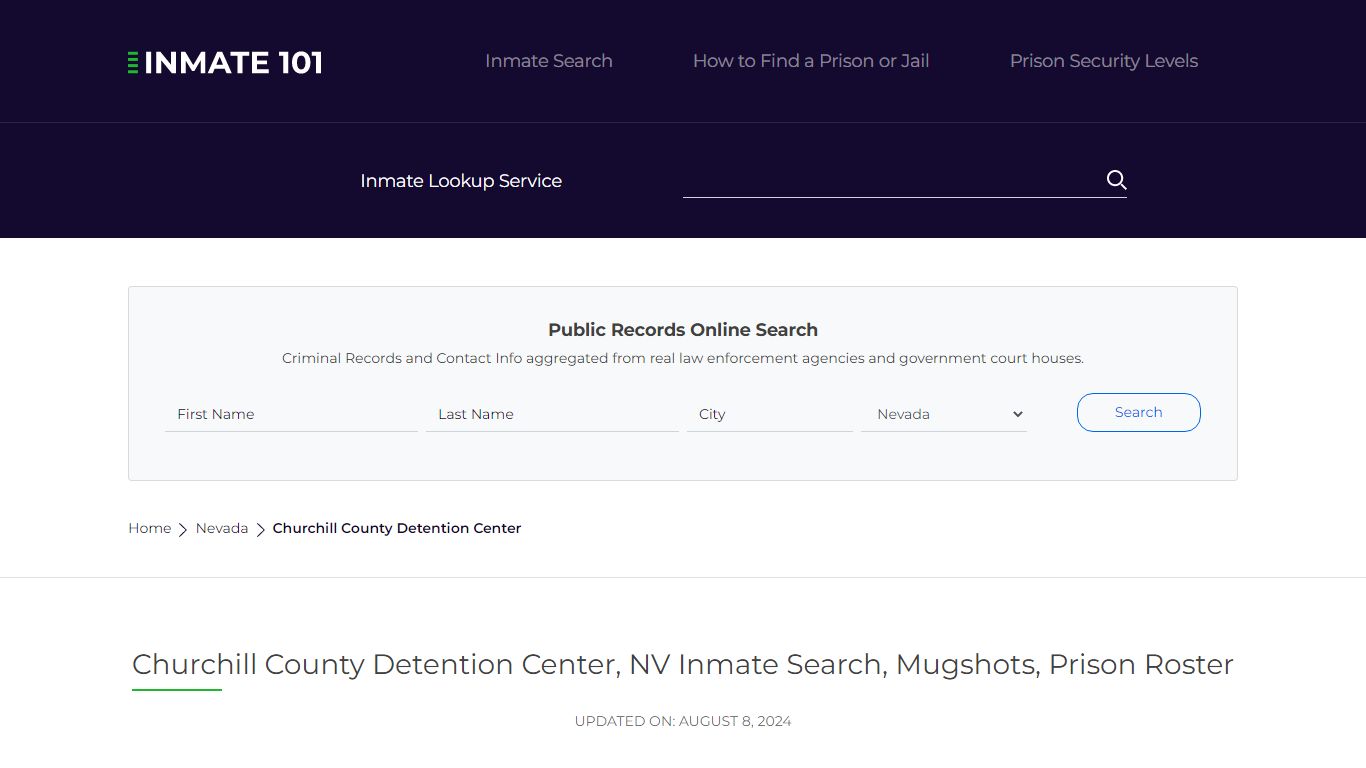 Churchill County Detention Center, NV Inmate Search, Mugshots, Prison ...